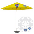 9' Round Wood Umbrella with 8 Ribs, Full-Color Thermal Imprint, 2 Locations